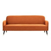 Harare Fabric 3 Seater Sofa Bed With Black Legs In Rust