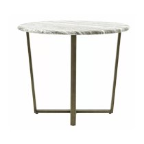 Larnaca Wooden Dining Table Round In Green Faux Marble Effect