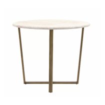 Malang Wooden Dining Table Round In Travertine Marble Effect