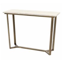 Malang Wooden Console Table In Travertine Marble Effect