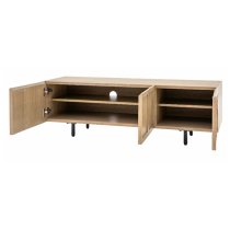 Pacific Wooden TV Stand With 3 Doors In Smoked Oak