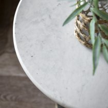 Salinas White Marble Top Side Table Round In Blue