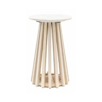 Salvo Marble Top Side Table Round With Mango Wood Base