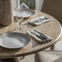 Salerno Marble Top Dining Table Round With Dark Wood Base