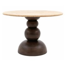 Salerno Marble Top Dining Table Round With Dark Wood Base