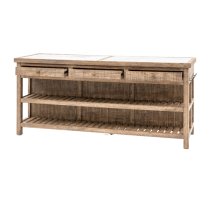 Valletta Marble Top Kitchen Island With 3 Drawers In Natural