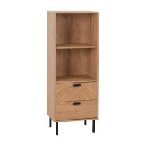 Lagos Wooden Storage Cabinet 2 Drawers 2 Shelves In Medium Oak