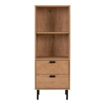 Lagos Wooden Storage Cabinet 2 Drawers 2 Shelves In Medium Oak