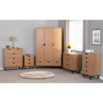 Lagos Wooden Storage Cabinet 2 Drawers 2 Shelves In Medium Oak