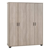 Oxnard Wooden Wardrobe With 4 Doors In Light Oak