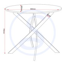 Sanur Sonoma Oak Dining Table Round With 4 Orange Velvet Chairs