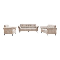 Agios Fabric 1 Seater Sofa In Champagne With Black Chromed Legs