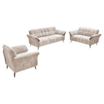 Agios Fabric 1 Seater Sofa In Champagne With Black Chromed Legs