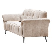 Agios Fabric 3 Seater Sofa In Champagne With Black Chromed Legs