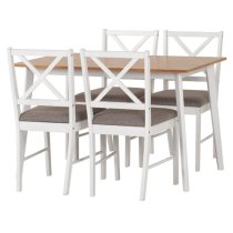 Biella Wooden Dining Table With White And Oak With 4 Chairs