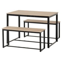 Logan Wooden Dining Table With 2 Dining Benches In Sonoma Oak