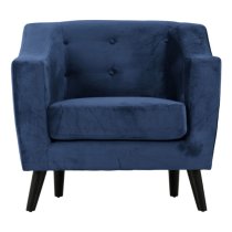 Arabella Velvet Fabric 1 Seater Sofa In Blue