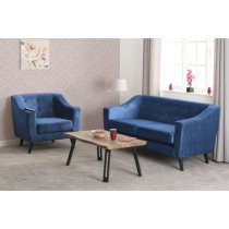 Arabella Velvet Fabric 1 Seater Sofa In Blue