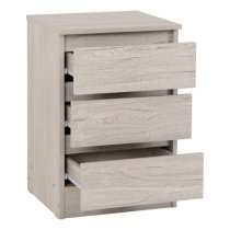 Mcgowan Wooden Bedside Cabinet With 3 Drawers In Urban Snow