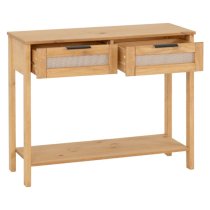 Central Wooden Console Table With 2 Drawers In Oak