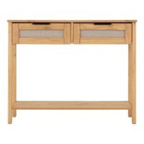 Central Wooden Console Table With 2 Drawers In Oak