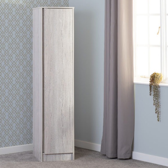 Mcgowan Wooden Wardrobe With 1 Door In Urban Snow