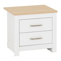 Parnu Wooden Bedside Cabinet With 2 Drawers In White And Oak