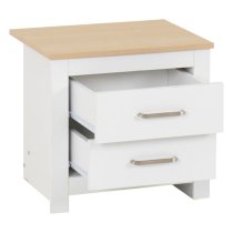 Parnu Wooden Bedside Cabinet With 2 Drawers In White And Oak