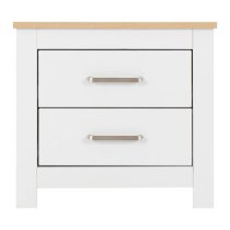 Parnu Wooden Bedside Cabinet With 2 Drawers In White And Oak