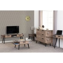 Sineu Wooden Side Table In Mid Oak Effect And Grey