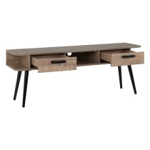 Sineu Wooden TV Stand With 2 Drawers In Mid Oak