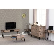 Sineu Wooden TV Stand With 2 Drawers In Mid Oak