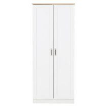 Parnu Wooden Wardrobe With 2 Doors In White And Oak