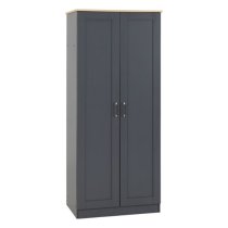 Parnu Wooden Wardrobe With 2 Doors In Grey And Oak