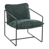 Turin Fabric Occasional Chair In Green With Black Metal Frame