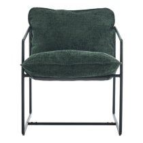 Turin Fabric Occasional Chair In Green With Black Metal Frame