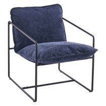 Turin Fabric Occasional Chair In Blue With Black Metal Frame