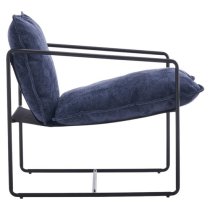 Turin Fabric Occasional Chair In Blue With Black Metal Frame