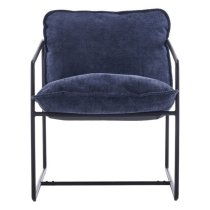 Turin Fabric Occasional Chair In Blue With Black Metal Frame