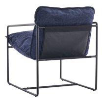 Turin Fabric Occasional Chair In Blue With Black Metal Frame