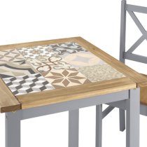 Sucre Tile Top Wooden Dining Table With 2 Chairs In Slate Grey