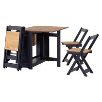 Suva Wooden Butterfly Dining Table With 4 Chairs In Navy Blue