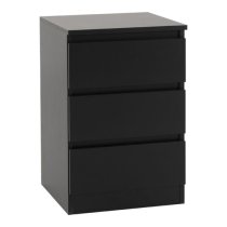 Mcgowen Black Wooden Bedside Cabinet With 3 Drawers In Pair