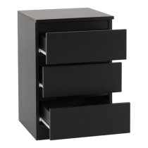 Mcgowen Black Wooden Bedside Cabinet With 3 Drawers In Pair