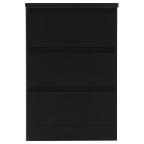 Mcgowen Black Wooden Bedside Cabinet With 3 Drawers In Pair