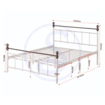 Malabo Metal Double Bed In White And Antique Brass