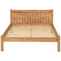 Malia Wooden Small Double Bed In Distressed Waxed Pine