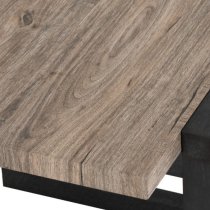 Sveti Wooden Side Table In Medium Oak And Black Oak Effect