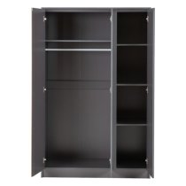 Mcgowen Wooden Wardrobe With 3 Doors In Grey