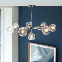 Accra 8 Lights Semi Flush Ceiling Light In Bright Nickel